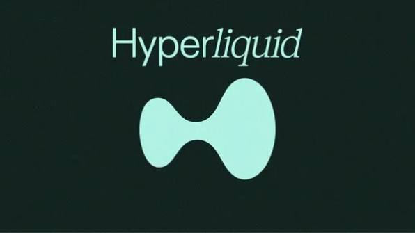The Hyperliquid logo is displayed, featuring the brand name "Hyperliquid" in white text alongside a distinctive teal abstract symbol on a dark green background.