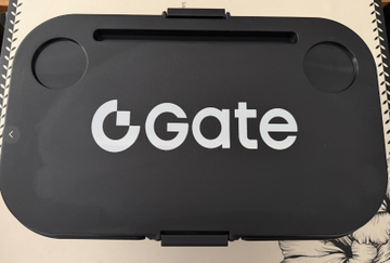 A black device or case displaying the 'Gate' logo with its distinctive stylized G symbol.