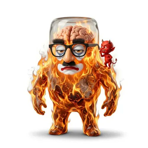 In the image, there is a cartoon character resembling a person with a brain inside of an empty glass jar or container. The jar contains an eye that seems to be floating around due to its position within the container. The character has a red face with white horns and appears to be in distress, possibly because it's trapped in the jar.

The accompanying post provides information about the artwork and suggests selling it for $228.48. It is important to note that the price posted on this website may not necessarily reflect the current value of the item due to fluctuations in the market or other factors such as shipping costs, which might affect the final sale price.