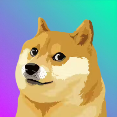 A digital illustration of a Shiba Inu dog with a smug, knowing expression is set against a gradient rainbow background. The image represents the popular Doge meme, which ties into the post's suggestion that the Dogecoin token ($DOGE) should be on the Solana blockchain alongside Cate.