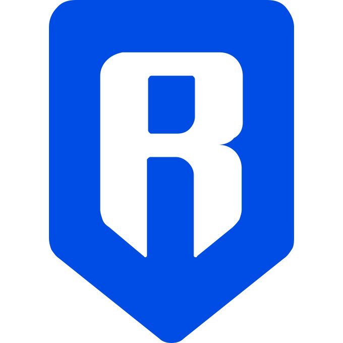 A blue shield-shaped logo with rounded corners featuring a stylized white letter "R" in the center.