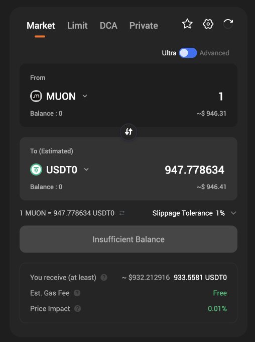 The image shows a screenshot of an app called MUON, which is used for trading cryptocurrencies like Bitcoin. The app displays information about the balance of the user's account, including the current balance and the amount of cryptocurrency being held. It also provides options for setting limits on orders placed at key levels, such as DCA-ing into strength or keeping positions private. Additionally, it offers a feature to keep transactions private by setting the transaction limit to 0. The app is designed to help users manage their cryptocurrency investments effectively and securely.
