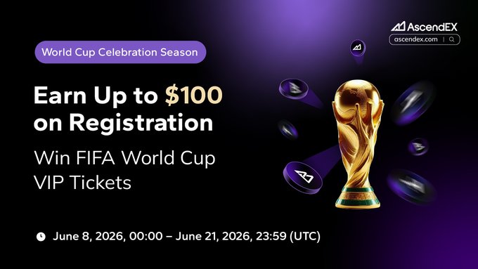 The image features a gold football trophy with purple lights surrounding it, creating a unique lighting effect that draws attention to the object. The background of the image has purple hues combined with white text. In this image, there are three elements related to the World Cup celebration: a gold trophy positioned in the center, surrounded by blue and purple lights, which appears to be a game or competition; and text at the bottom that reads "Win up to $100 on registration" and mentions first 100 registered users who participate can win money through a game. The image does not directly relate to the content of the post about earning rewards from World Cup celebrations but uses the same visually appealing design with bright colors and lights, which may evoke feelings of excitement or victory in those who see it.