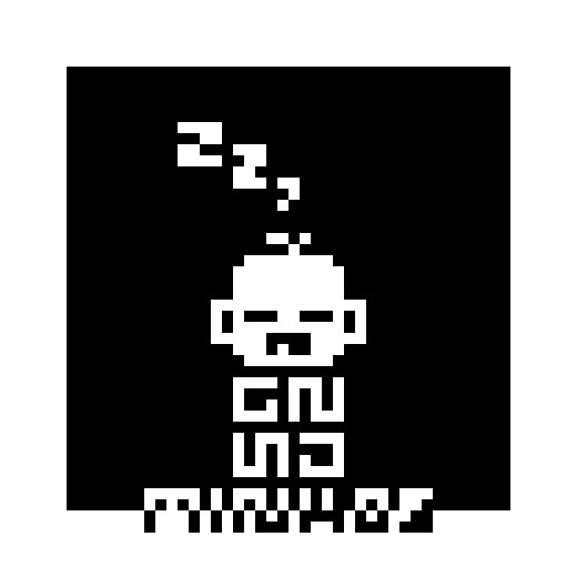 Black and white pixel art depicting a figure with question marks above its head.