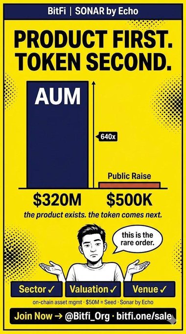 A poster advertising a product that costs $320,000 for Public Sale. It also shows a comparison of two products, one priced at $500,000 and another for sale via Sonar by Echo for $680,000. The poster indicates that this is an exclusive offer only available on Sonar by Echo. The man in the advertisement appears to be an AI who will sell these items, with the tagline "Public Sale. I look at the venue first. LBP snipers, IDO gas wars, sketchy whitelists -- eaten all of those over the past three years."