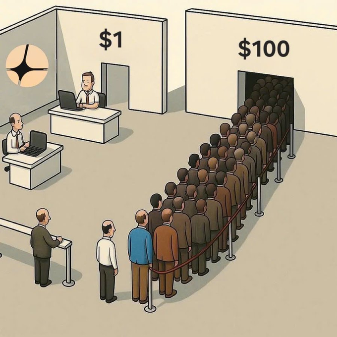 ers of a bank, with a man standing at the door waiting for his turn.