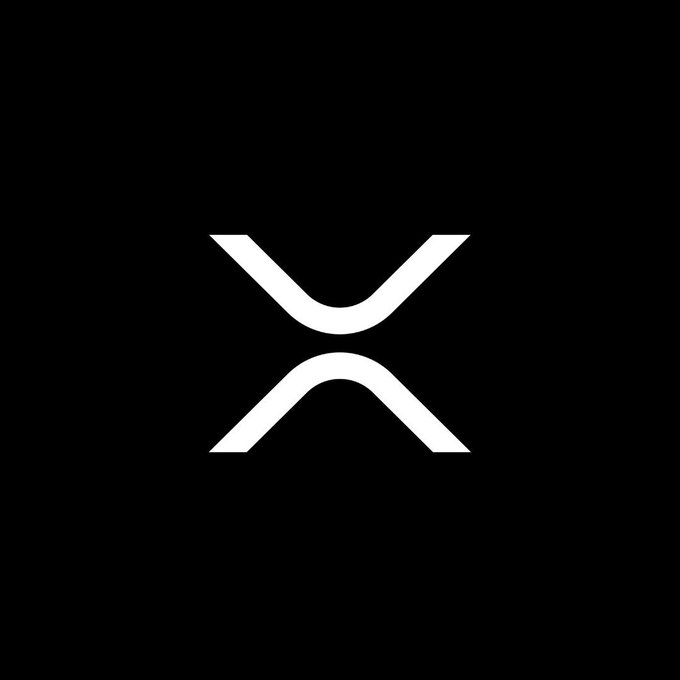 The white XRP (Ripple) logo displayed on a black background.