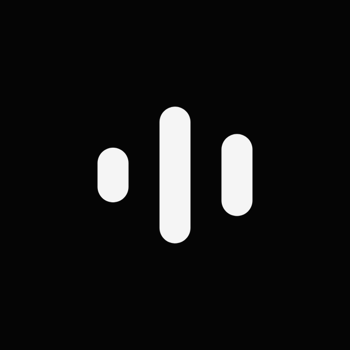 The logo for the audio platform Podimo, displayed as three white vertical pill shapes of varying heights on a black background.