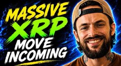 The image features a thumbnail with a bearded man next to bold yellow and white text reading "MASSIVE XRP MOVE INCOMING," visually promoting the post's bullish outlook on $XRP, which highlights the daily RSI hitting 88 (matching July 2025 ATH levels) and the weekly RSI reclaiming the 50 midline with strong momentum.