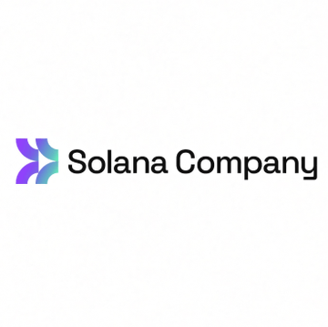 The image displays the Solana Company logo alongside its name in dark text, featuring a stylized geometric symbol in gradients of purple and teal. This branding accompanies the announcement of Solana Company's Q2 2026 financial results, including $2.5M in revenue and a $30.3M net loss.