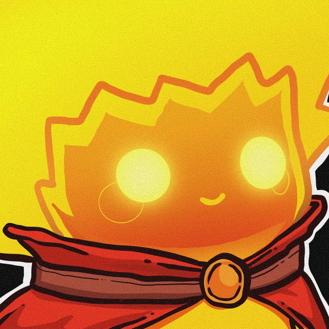 A glowing orange chog character with bright yellow eyes and a red cape smiles against a vibrant yellow background, serving as a teaser illustration for the upcoming mint on August 30th referenced in the playful post about "obtaining" a sneak peek.