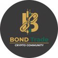 The image displays a circular logo for "BOND Trade" with the tagline "CRYPTO COMMUNITY," featuring a stylized gold "B" with candlestick chart graphics in the background. The logo reinforces the post's message about Bitcoin's cyclical market patterns and price predictions, branding the analysis as part of a crypto trading community's insights.