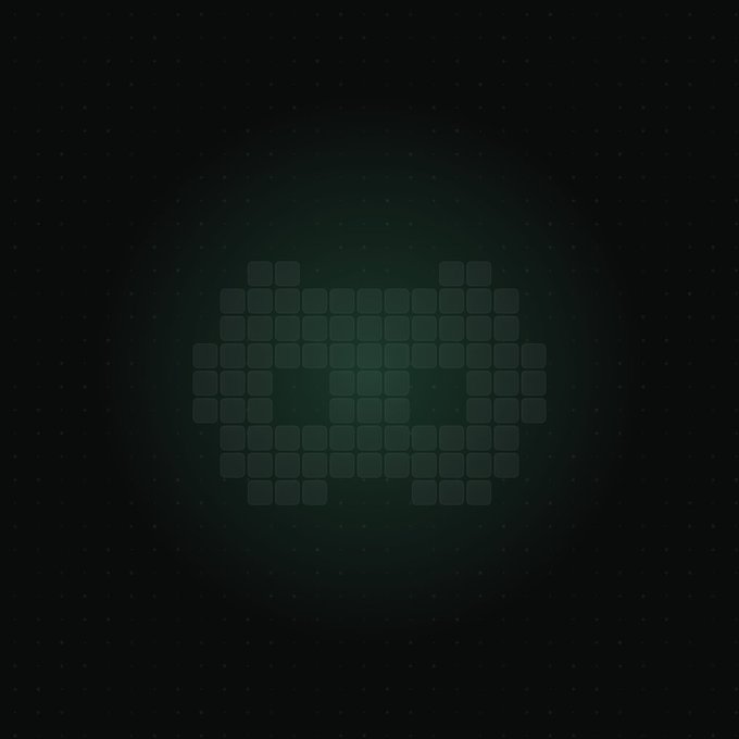 A dark grid of empty squares forms a heart shape against a black background, symbolizing an emerging community. The minimalist pixelated design reflects the message's theme of gradually building something meaningful from small, individual contributions before "doors open."