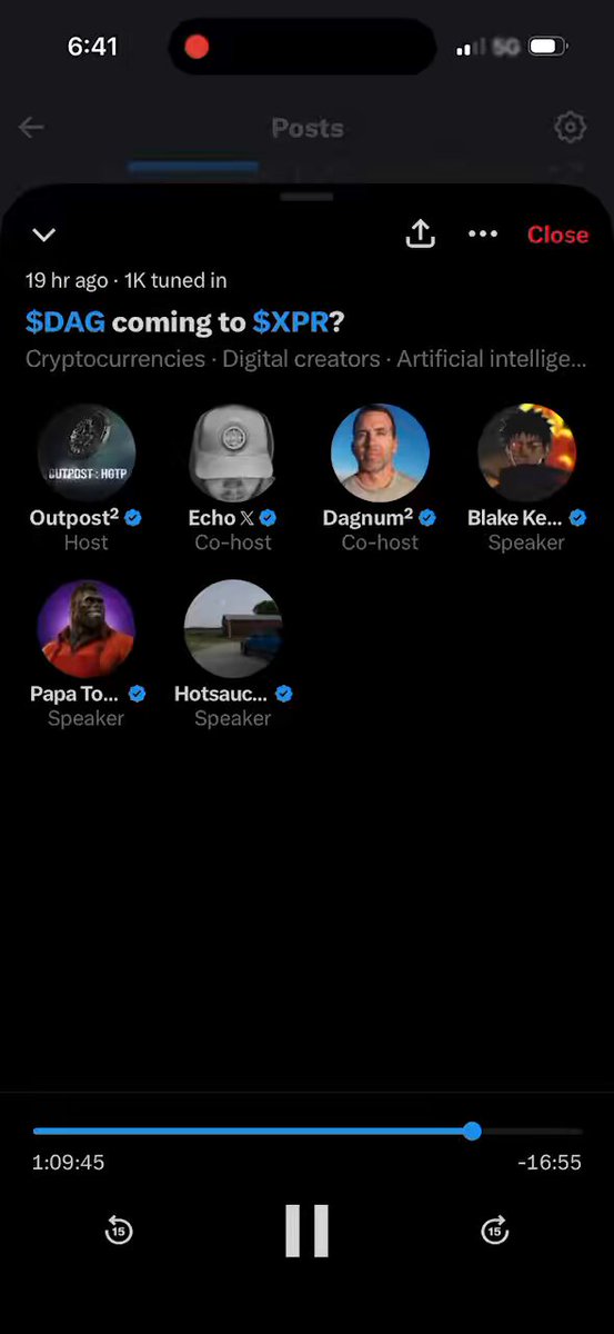 The image shows a cell phone screen displaying a message from a social media platform, possibly Instagram or Twitter. The message reads "Posting about SAGA coming to Sxpr?". This indicates that there might be an upcoming event related to SAGA (Special Guest Artist) and the post is being shared with followers on this platform.