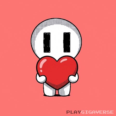 The image features a cartoon character, likely a white man or boy, holding a red heart up to his face against a pink background. The caption below the image reads "Playgigaverse Favorite Abstract NFT: @playgigaverse Favorite Abstract meme/coin: @absterxyz $PENGU Favorite Abstract game: @playgigaverse @onchainheroes Favorite Abstract tech/app: @aborterx".
