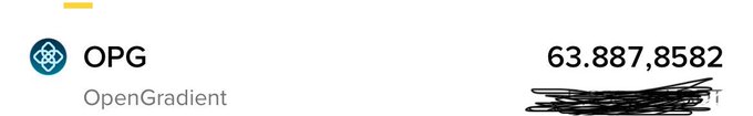 A token listing showing 'OPG' (OpenGradient) with a price of 63.8878582, partially obscured by scribbles.