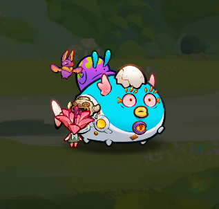 Cartoon image featuring various colorful character stickers and toys floating in front of a green background.