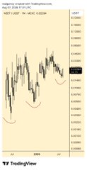 A TradingView-style candlestick chart displays the NZDT/USDT pair on the BullPump meme-style platform, with the price currently around 0.0000040 and the chart ranging roughly between 0.0000010 and 0.0000050, consistent with the post's bullish sentiment about the "NEET" token's potential for a dramatic upward "god candle."