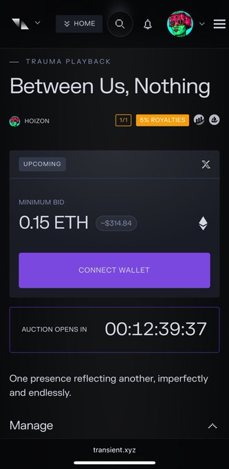 iphone screen displaying a dark blue background with the words "Between US.!" and "Nothing" at the top, followed by a purple button labeled "Connect Wallet".