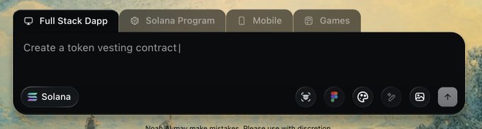The image shows a screenshot of an app or webpage with "Full Stack Dapp" written at the top, which appears to be related to the Solana project. The screen also features an open list view that displays information about the project's token vesting contract options and what is needed for this specific project.