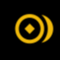 A small logo featuring a yellow circular design with a dot in the center, set against a black background.