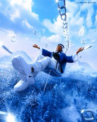 A dynamic promotional image of a person in white sneakers and athletic wear seemingly suspended by chains above splashing blue water against a bright sky.