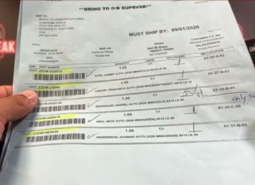A hand holds a packing slip from "Fanatics Collectibles" addressed to a VIP customer (YGG) listing multiple sealed Pokémon TCG products—including 151 Ultra Premium Collection, Crown Zenith, and Generations boxes—shipped by 09/01/2025. The image visually supports the post's claim that Fanatics allegedly had inside knowledge of high-value sealed inventory and selectively allocated it, rather than distributing it fairly.