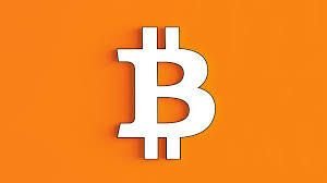 The Bitcoin cryptocurrency logo (white B symbol) displayed against a solid orange background.