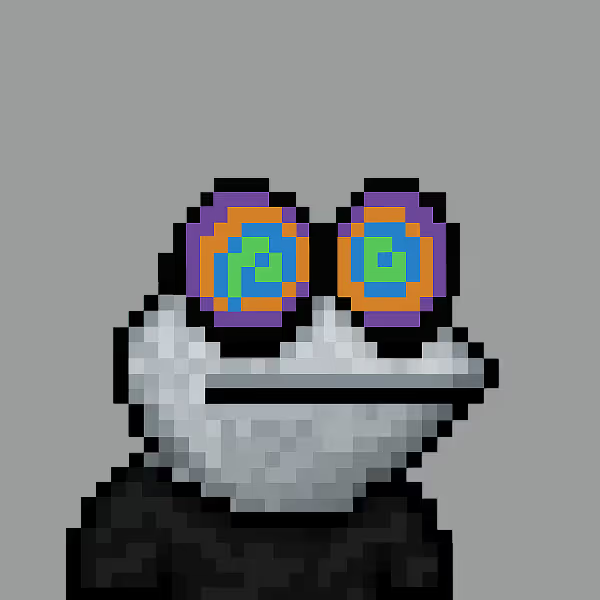 A pixel art image of a gray, robot-like character with purple and orange digital eyes displaying the text "rib" and "lb" (likely parts of "$tibbir" and "grib"), matching the post's references to joining the $tibbir team and the "grib" character.