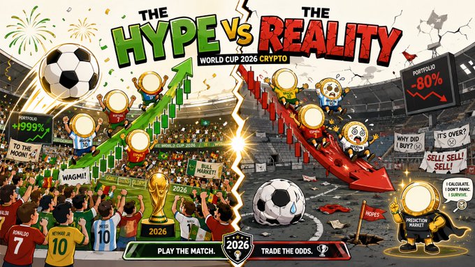 In this digital illustration, a soccer stadium is depicted with various elements representing different aspects of reality and hype. The scene shows players, players holding trophies, a scoreboard indicating a game's progress, and even fake money floating around. In addition to these elements, there are several people in the image who appear as mini soccer players or fans.

The post features two main figures: "THE HOPE vs REALITY" and "THE HOPE COINS". The "THE HOPE COINS" text represents the concept of hope, while the "THE HOPE COINS" figure symbolizes a new cryptocurrency. This image seems to reflect a sense of optimism or hope amid challenging circumstances, such as the global financial crisis or market fluctuations.