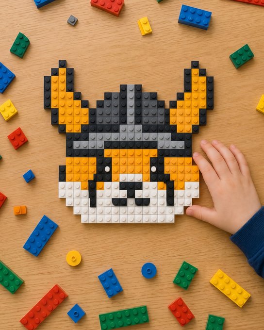 The image features a Lego creation of a Viking head, with a hand reaching out towards it. The Viking head is made up of small Lego bricks, creating a detailed and realistic representation of this iconic character from popular culture. The background consists of various Lego pieces scattered around, adding depth to the scene. The post "GM Vikings" suggests that the image might be related to a discussion or project about these characters in general or specifically about the Viking series.