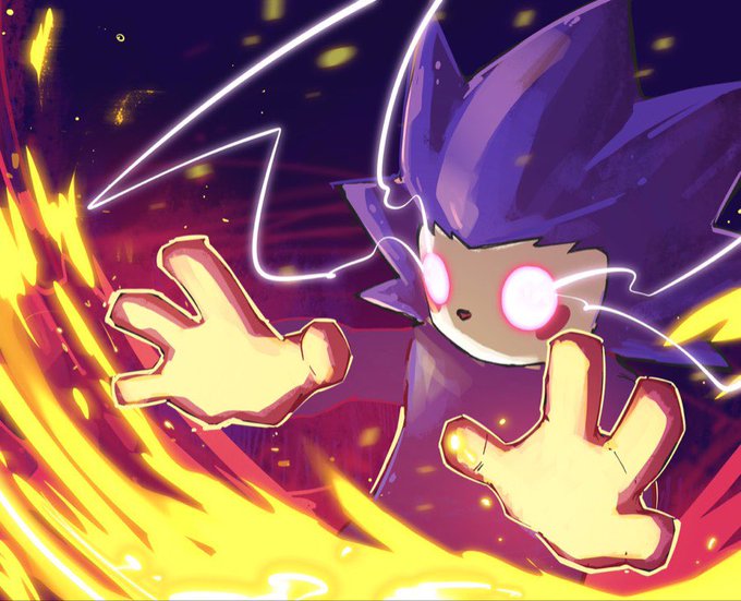 A purple, hedgehog-like NFT character with glowing pink eyes reaches forward dynamically amid swirling flames and energy sparks, capturing the intense creative energy of the $15k Chog NFT hackathon registrations now open.