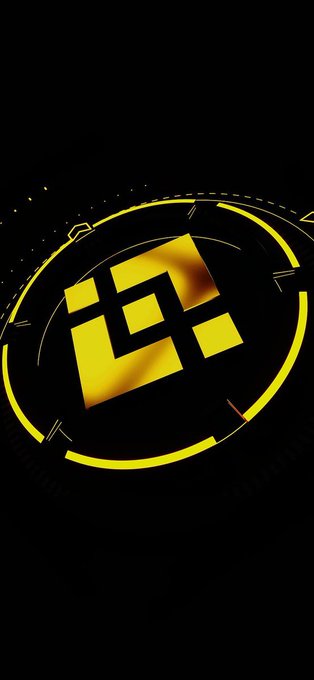 A digital rendering of the Binance logo on a black background surrounded by a glowing yellow circular tech-style frame.