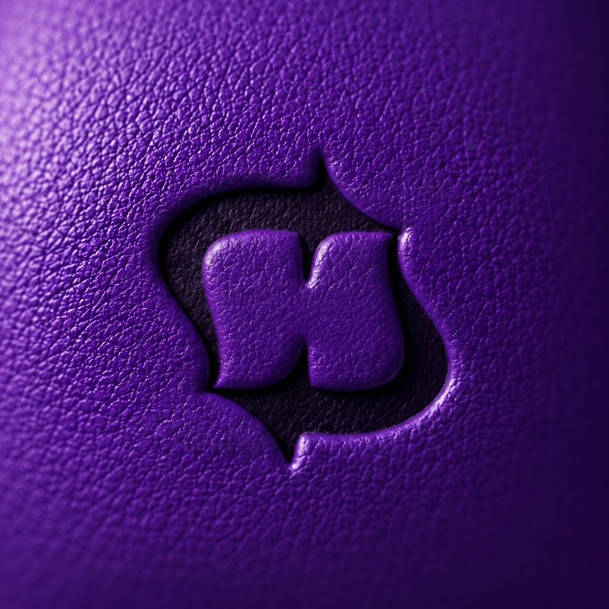 The image features a close-up of a purple leather item, possibly a wallet or purse, with a logo prominently displayed on its surface. The logo consists of an uppercase "M" surrounded by a smaller circle, creating a striking contrast against the dark purple background. The text "Privacy on Solana" is also present in the image, which could be related to the brand or product being showcased.