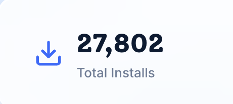 A graphic displaying '27,802 Total Installs' with a download icon next to the number.