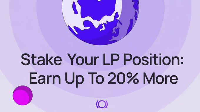 Promotional graphic for Panoptic featuring a stylized purple and white globe above bold text reading "Stake Your LP Position: Earn Up To 20% More," illustrating the message that Uniswap ETH/USDC LP holders can stake their positions through Panoptic to earn additional yield on top of swap fees.
