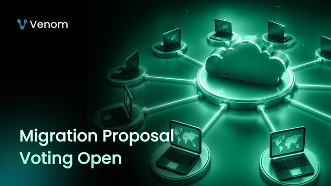"The post has been edited by a team of professionals at the company. The title reads 'Migration proposal VIP-003'. The image shows a green cloud with a white circle around it, which appears to be a representation of the current migration plan. The caption below the image states that the project is ready for mainnet and will see the company move to a new network architecture."