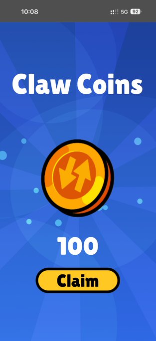 The image shows a "Claw Coins" rewards screen from the Franky's and Nibbles app displaying a balance of 100 coins with a yellow "Claim" button, relating to the post about earning bonus claw machine coins after a successful gaming session.