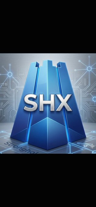 A digital logo graphic displaying 'SHX' in silver letters over a blue crystalline 'M' shape with a circuit board background.