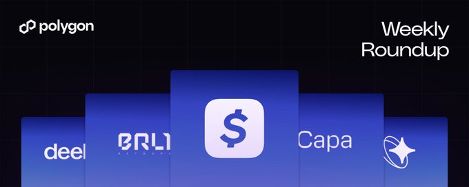 The image features a poster for Polygon that showcases various logos, including one with a dollar sign symbolizing stablecoin payments. The poster also includes text about a weekly roundup of different stablecoins, such as Bitcoin Cash, Ripple, and Capra. The focus on these stablecoins highlights the potential growth opportunities in the cryptocurrency market.