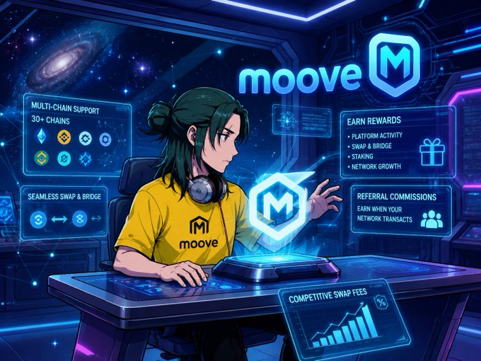 The image features a woman sitting at a desk with a computer monitor in front of her. She appears to be playing a video game or working on some type of digital project using a mouse and keyboard. The background shows a futuristic setting, possibly an office environment, which is filled with neon lights and other technological elements. The post about Web3 also includes the words "The future of Web3 isn't waiting. It's already here." This suggests that the woman in the image might be involved in or interested in Web3 technology, as she is using a computer to explore it.