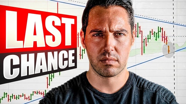 The image features a man wearing black t-shirt with a red banner that reads "Last Chance", standing against an abstract background of blue lines and dots, which resemble Bitcoin graphs. The text above the image indicates that today's Bitcoin analysis includes the objective for the upcoming resistance zone. This means that the focus is on identifying key points to resist or counter in the Bitcoin market where it was posted here.