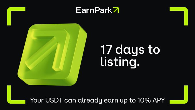 In this image, there is an advertisement for Erd Park, an online marketplace that helps people buy and sell items through the listing process. The ad features a green square with a white arrow pointing upwards, suggesting action or movement towards the listing feature of the platform. The text in the image indicates that users holding USDC can earn up to 10% APY (Aside) for listing their item on Erd Park by June 29th. This advertisement likely aims to inform potential users about how to make money from listing items through the Erd Park app and promote its benefits for those who want to sell or buy goods online.