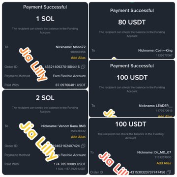 ids of payment methods are displayed on a black background, with the top left and bottom right corners showing "Jia Lilly" and "Jia Lily", respectively.