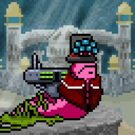 A pixelated slime creature in a red cloak and top hat holds a futuristic scanner device while lounging on a green leaf in front of a castle-like structure. The image relates to the post as it represents "Day 517 of posting a slug until SOL hits ATH," personifying the SOL token as a refined, distinguished slime patiently awaiting its all-time high milestone.