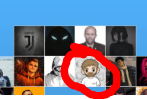 A grid of profile pictures with a red circle drawn around a specific avatar, which appears to be a light-colored monkey character wearing a blue garment.