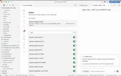 The image shows a Cursor Settings menu, specifically the Models tab displaying various AI model options with toggle switches. This relates to the post's instructions to run "openzoo" via Cursor, suggesting the tool configures or accesses AI models for the openzoo.fun token project.