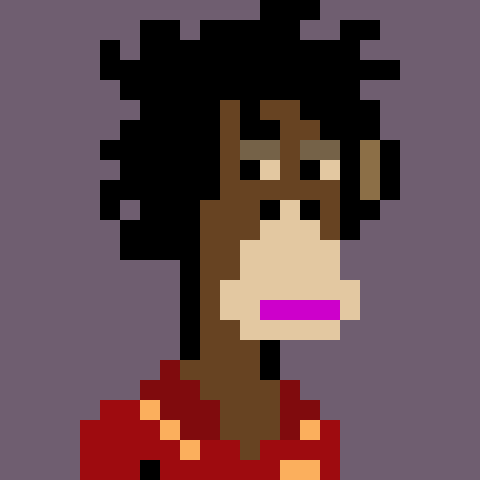 A pixel art portrait of an ape with dark fur and a red shirt, evoking a stylized NFT collectible. The image visually represents the "10,000 apes" referenced in the free mint announcement for the Evolastion collection.