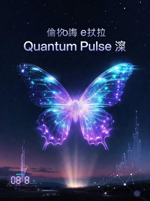 The image features a large butterfly with blue wings, set against a dark sky filled with stars. The butterfly appears to be floating or hovering above an area of lights that are connected to a clock. The background also includes a city skyline at night. The caption on the image reads "Big things are brewing @quipnetwork and they're hinting at more than one major launch this year", which suggests that there is a significant event happening in the world of technology or computing, possibly related to quantum computing.