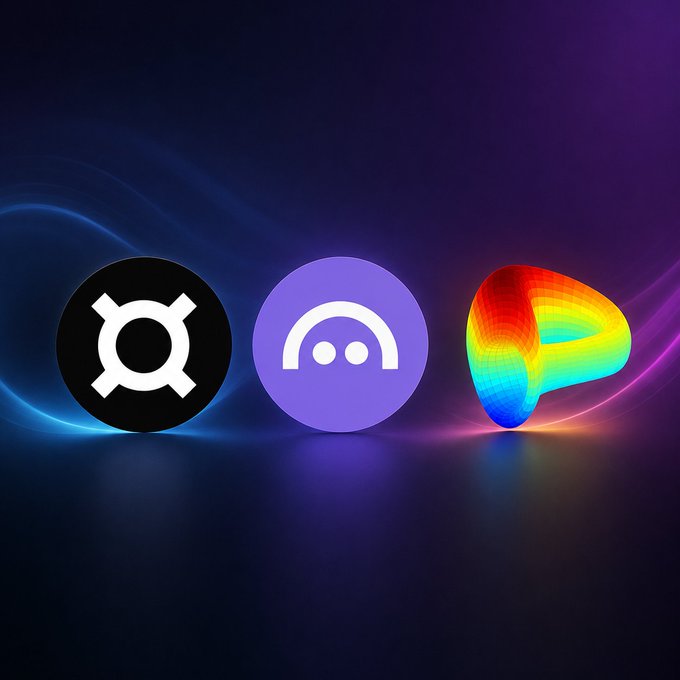 The image features three circles, each with a different color - purple, blue, and red. The largest circle has a smiley face drawn on it, while the other two circles have a frowning face or a rainbow-colored swirl design. The background of the image is dark purple, which contrasts with the colorful circles. The caption below the image reads: "Some people still look at onchain credit and FX as too small compared to TradFi". This phrase suggests that despite the differences in color between the circles, they are all considered relatively small when compared to the dark purple background.